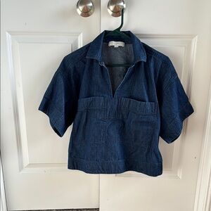 LOFT Dark Blue Denim Blouse